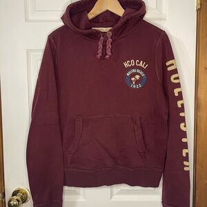 Hollister Mens Red Wine Graphic Pullover Hoodie